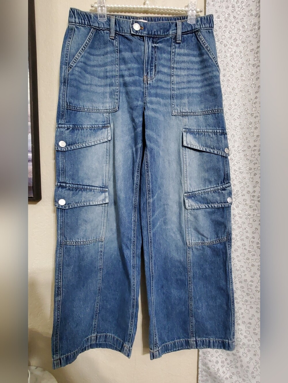 SO Wide-Leg Denim Cargo Pants - Blue